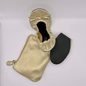 Foldable portable ballet flats with pouch for weddings or parties, size medium